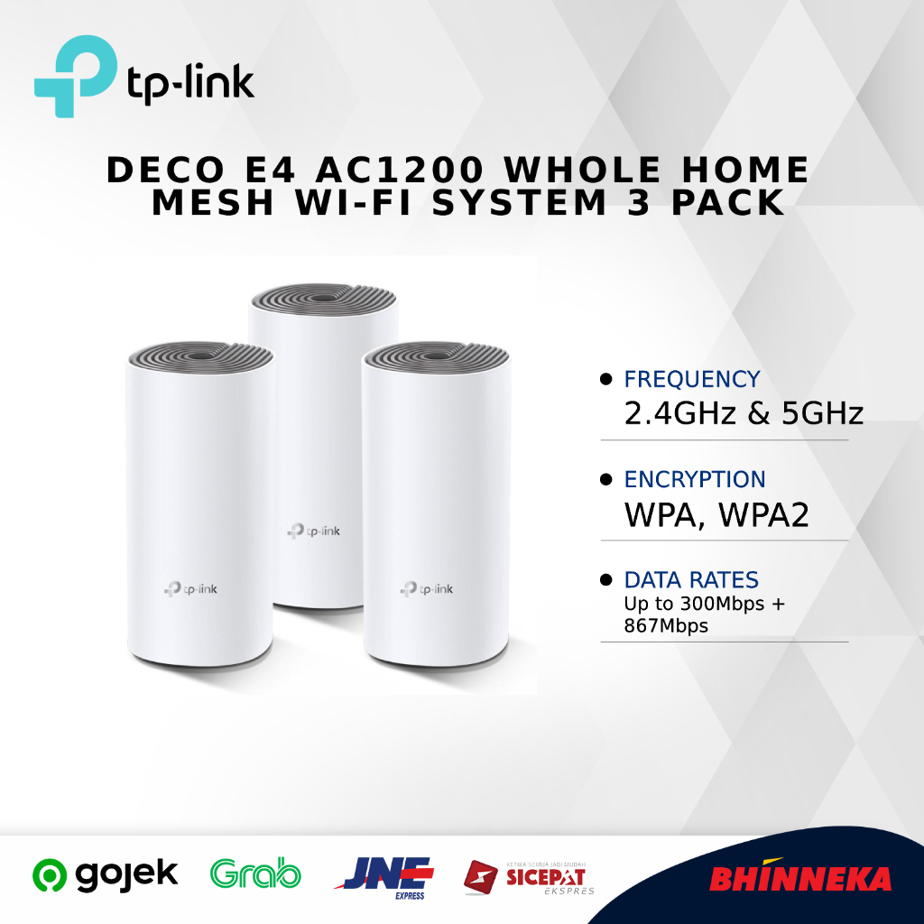 Jual TP-LINK Deco E4 (3 pack) AC1200 Whole Home Mesh Wi-Fi System ...