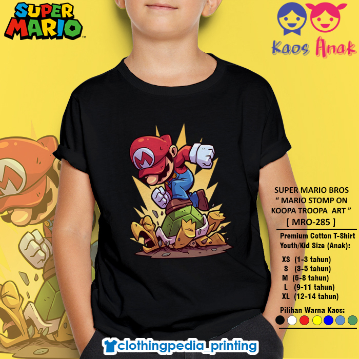 Jual Kaos Anak Mario Stomp on Koopa Troopa Super Mario Bros Art Kid T ...