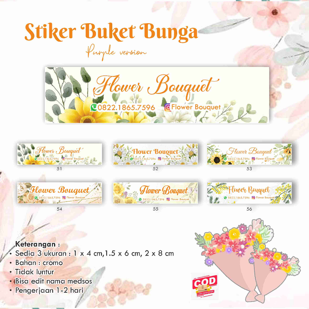 Jual Stiker Bunga / Buket / Bouquet / Flower ORANGE version Shopee