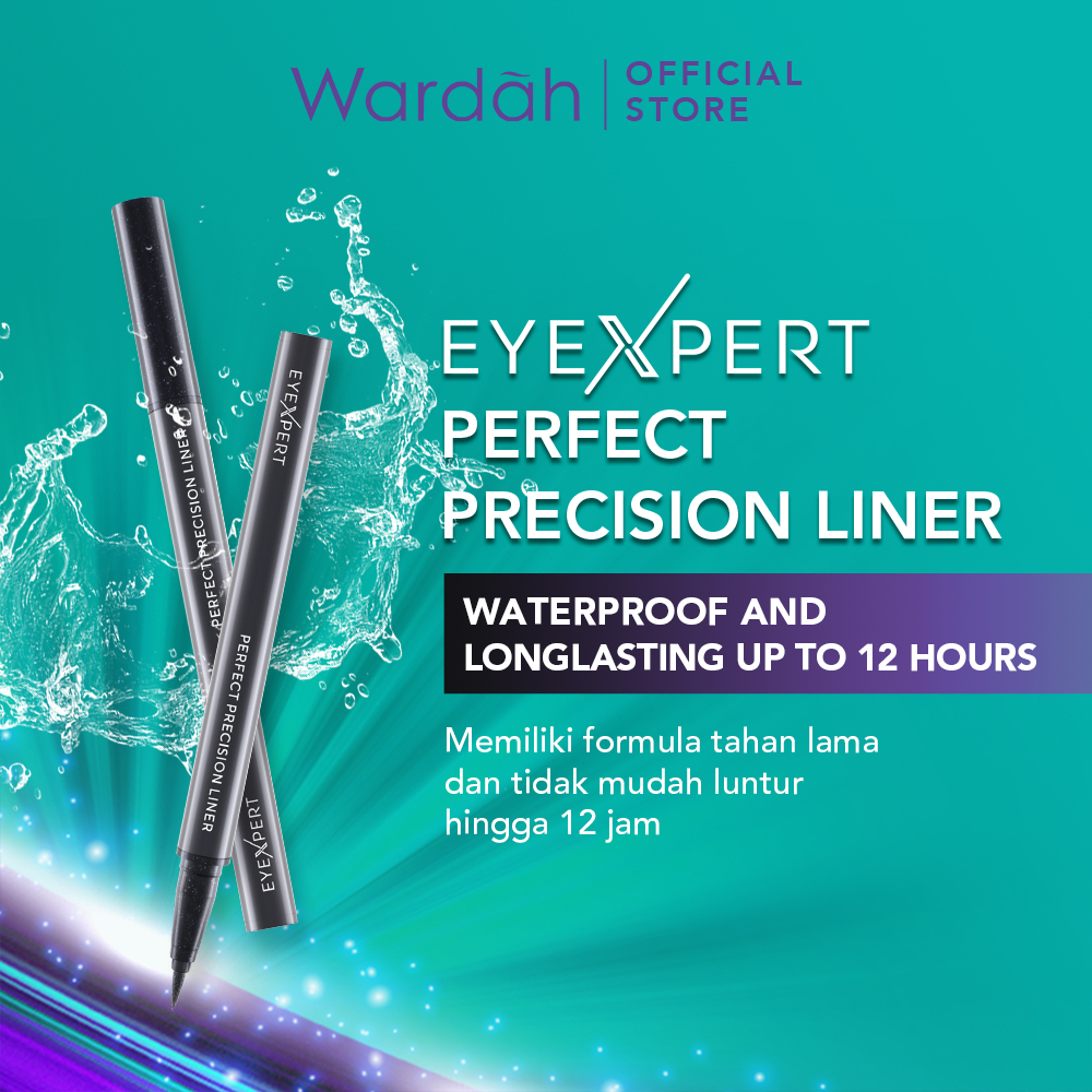 Wardah EyeXpert Perfect Precision Liner - Eyeliner Waterproof Warna Hitam dengan Aplikator Presisi Mudah Digunakan dan Lembut - Tahan Lama Hingga 12 Jam