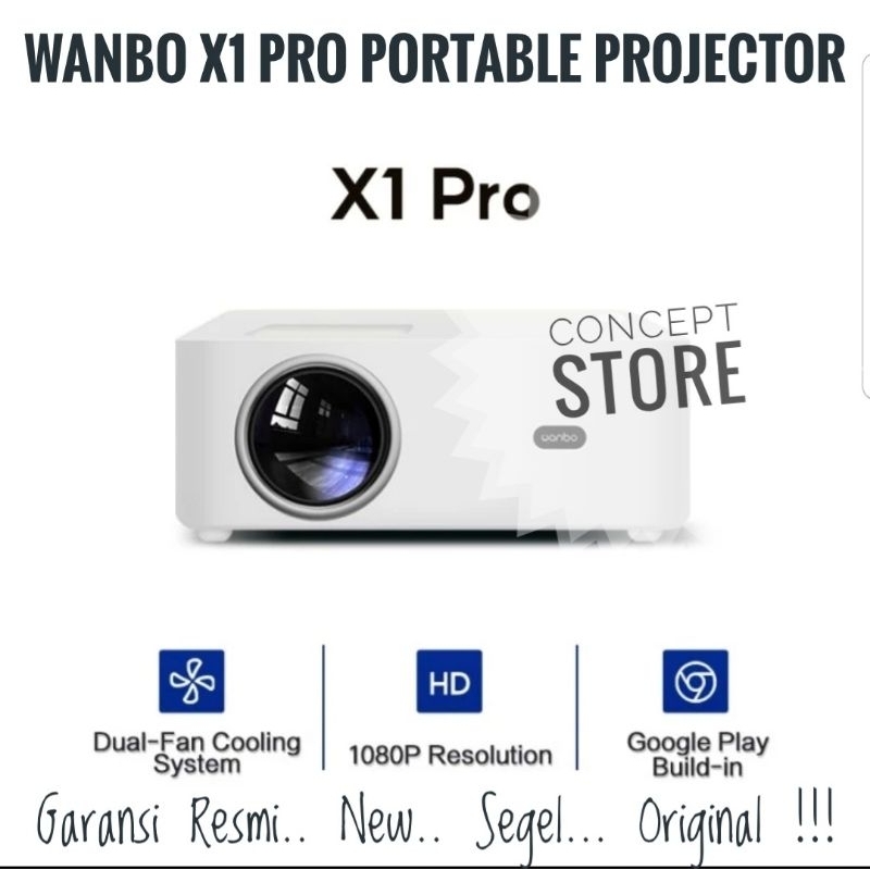 Jual Wanbo X1 Pro Portable Projector 350 ANSI lumens 720P Decode 1080P ...