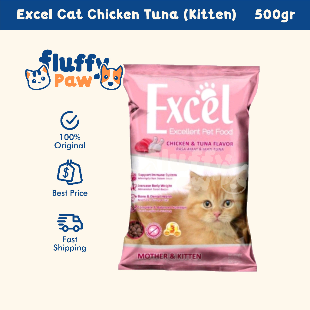 Jual Excel Cat Mother & Kitten Chicken Tuna 500gr | Makanan Kucing ...