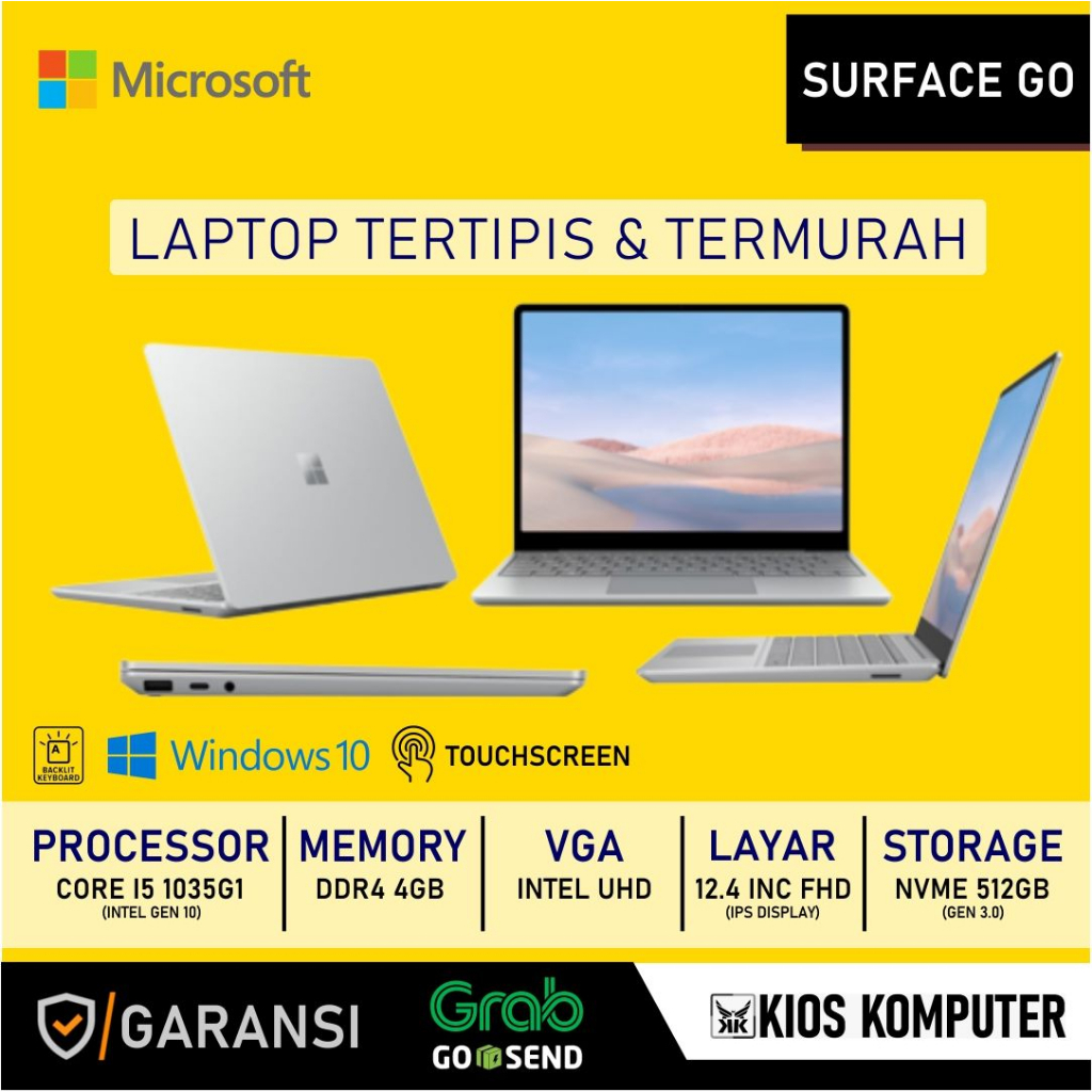 Jual MICROSOFT SURFACE GO LAPTOP CORE I5 1035G1 4GB RAM 512GB NVME EMMC ...