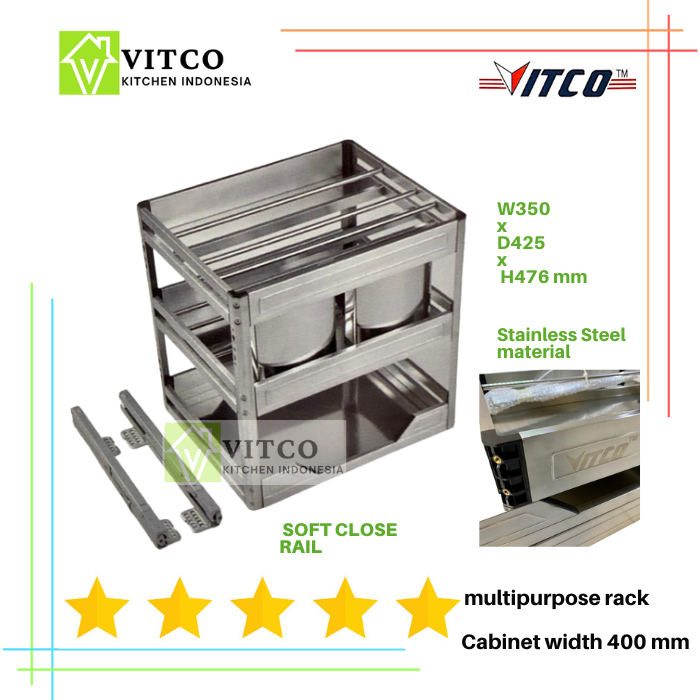 Jual VITCO 540 Multipurpose Stainless Rack/Kitchen Organizer Rack Rak ...