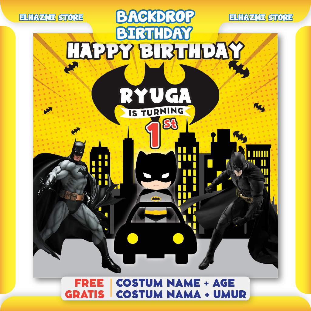 Jual Batman Birthday | Banner | Spanduk | Backround | Backdrop Ulang