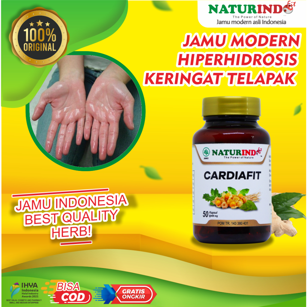 Jual Obat Telapak Tangan Mudah Berkeringat Hiperhidrosis Keringat Berlebih Naturindo Cardiafit 7075