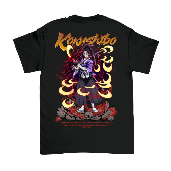 Baju Kaos Distro Anak Gambar KOKUSHIBO DEVIL DEMON SLAYER