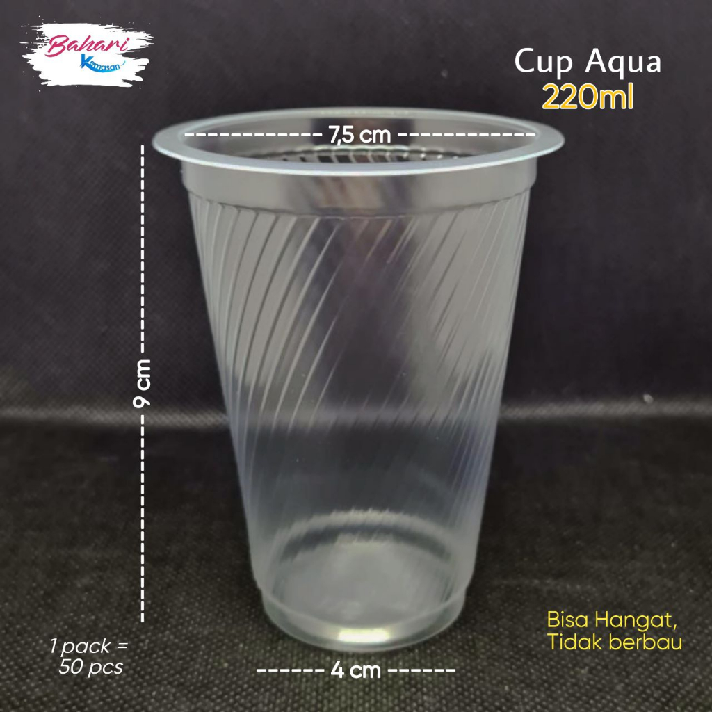 Jual Gelas Plastik Cup Aqua 220 Ml Bening 1 Pack Isi 50 Shopee Indonesia 0873