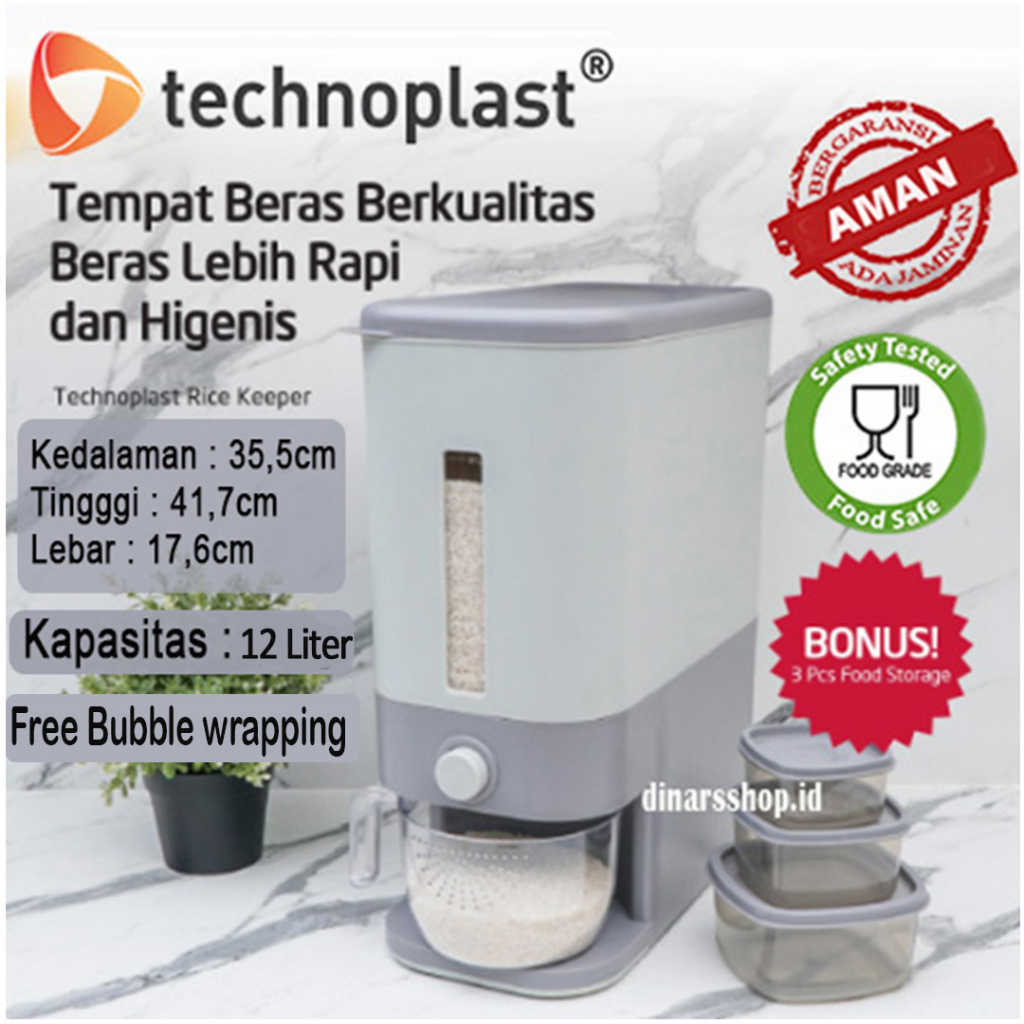 Jual Dispenser Beras Rice Box Tempat Penyimpan Wadah Beras Technoplast ...