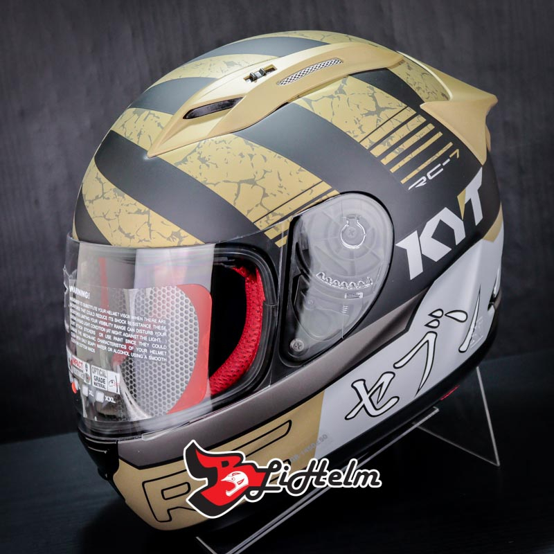 Helm full face black 2024 gold