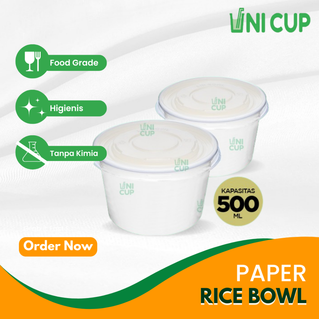 Jual PAPER RICE BOWL MANGKOK KERTAS DAN TUTUP 17 OZ 500ml TEBAL TAHAN ...