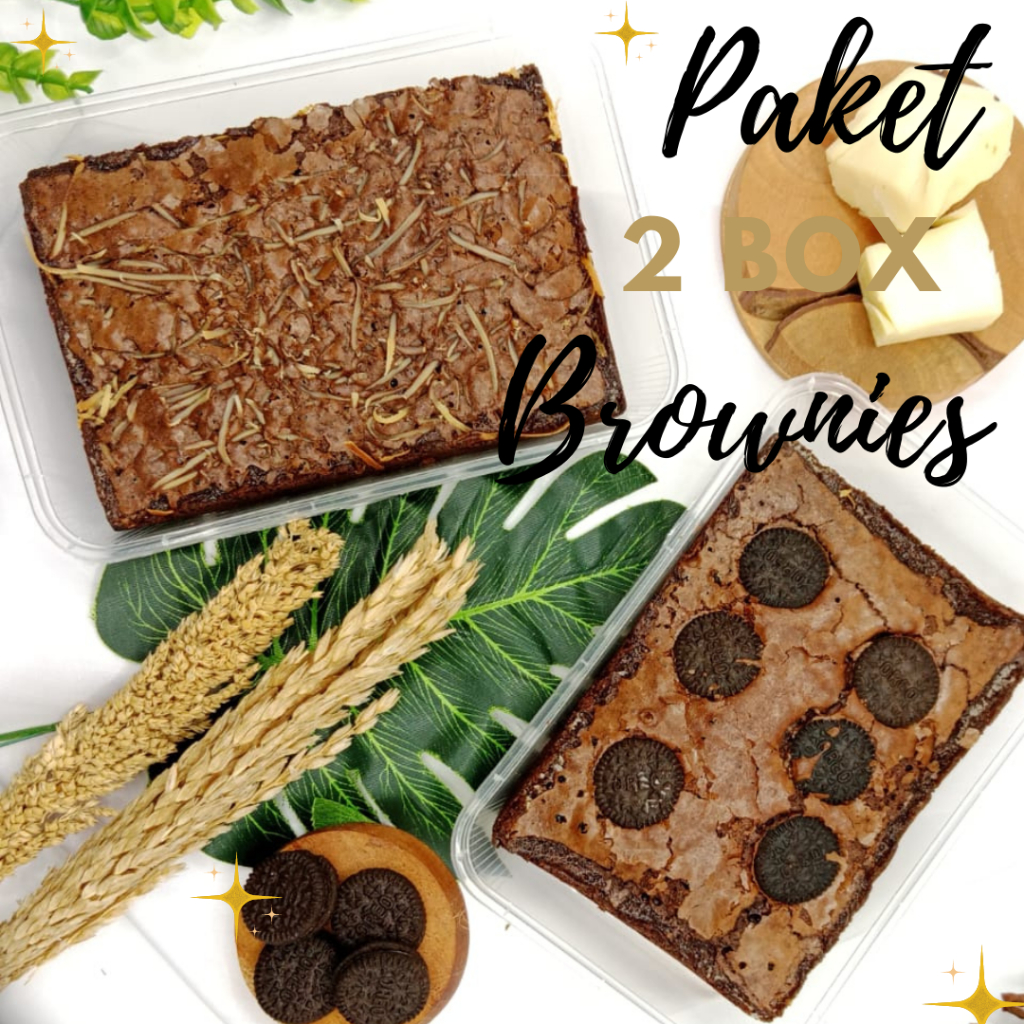 Jual Paket 2 Box Brownies Box / Brownis Panggang / Brownies fudgi Keju