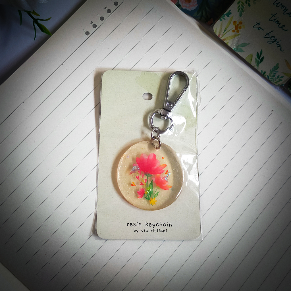 Jual Grosir Gantungan Kunci/Keychain Resin Transparant Bunga Floral ...