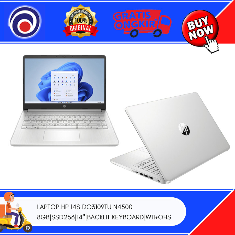 Jual LAPTOP HP 14S DQ3109TU N4500 8GBSSD25614"BACKLIT KEYBOARDW11+OHS Shopee Indonesia