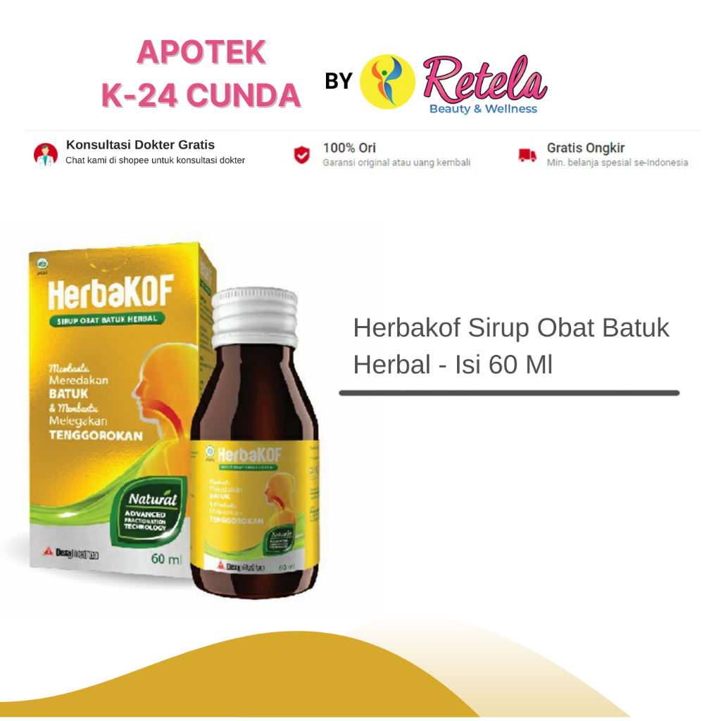 Jual Herbakof Sirup Obat Batuk Dan Tenggorokan Berbahan Herbal Isi 60 Ml Shopee Indonesia