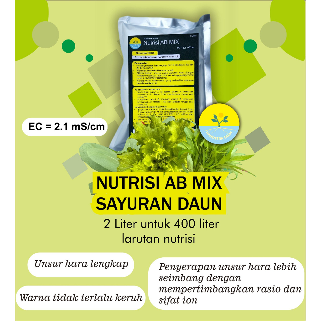 Jual Nutrisi AB MIX Sayuran Daun Pekatan 2 Liter (Untuk 400 Liter ...