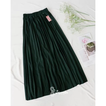 SQUADA ROK PLISKET PREMIUM A Line Mayung 18 Warna Lengkap Hitam Putih Navy Pastel Coklat Milo