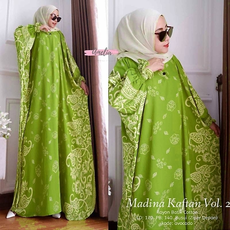 Jual KAFTAN MADINA JUMBO GAMIS RAYON PREMIUM LONG DRESS BATIK BIG SIZE