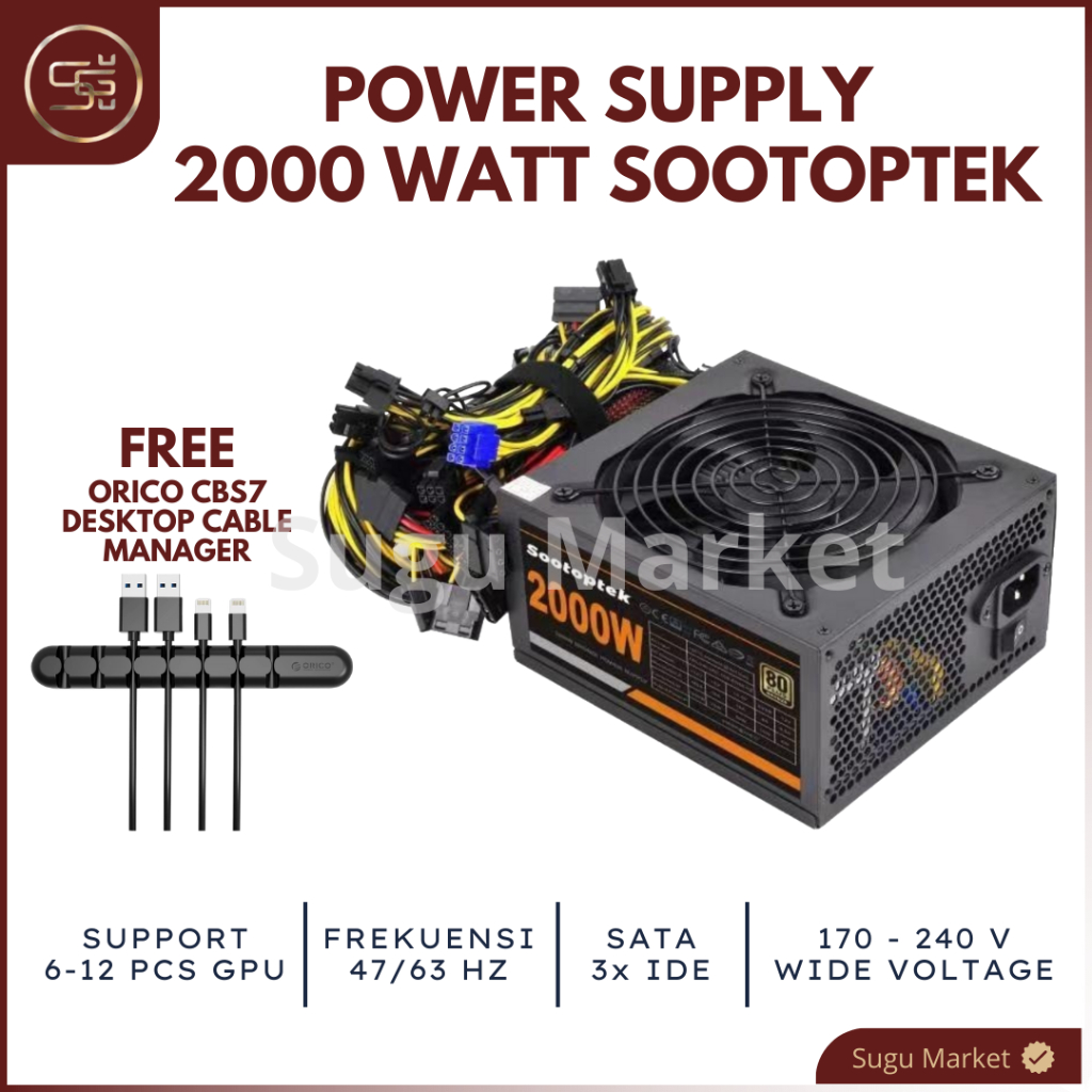 Jual Psu W Power Supply Watt Sootoptek Psu Mining W