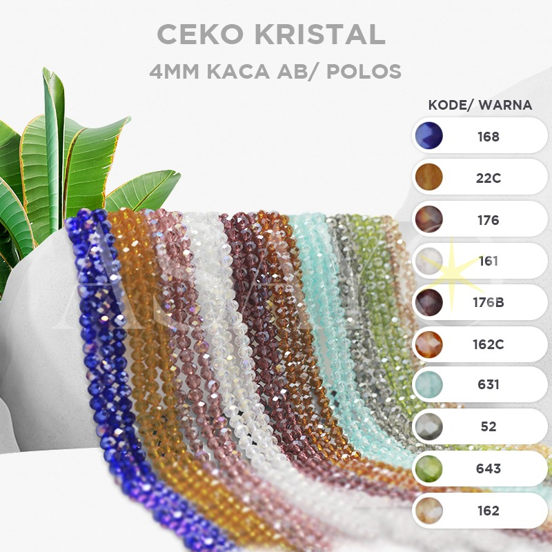 Jual (ECER) Kristal Ceko 4mm Bulat Labu Glass Beads Kaca Rainbow Polos