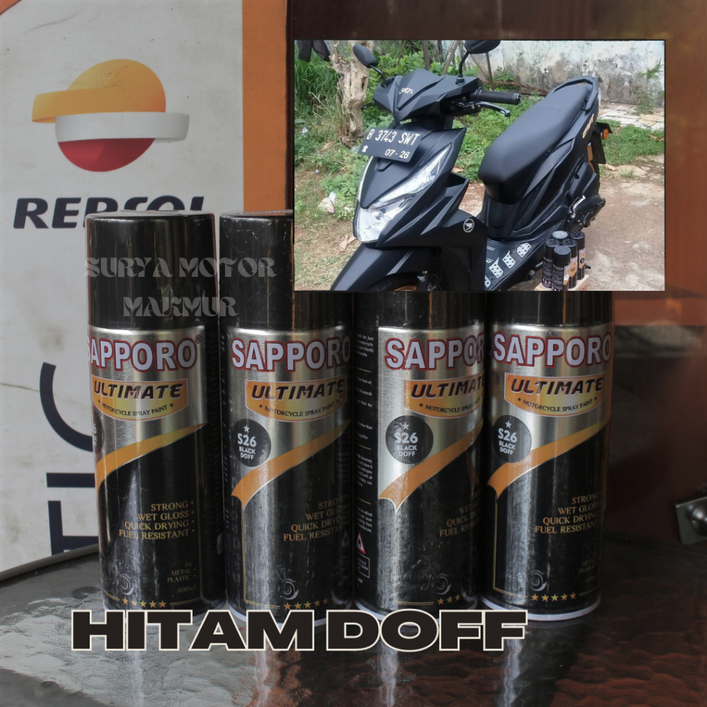 Jual Pilok /Pilox SAPPORO ULTIMATE BLACK DOFF *S26 hitam doff Cat