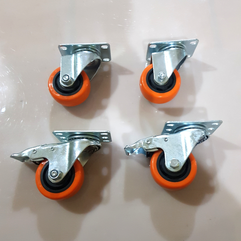 Jual Roda PVC oren taiwan 3 inch (2rem+Hidup 2 hidup) | Shopee Indonesia