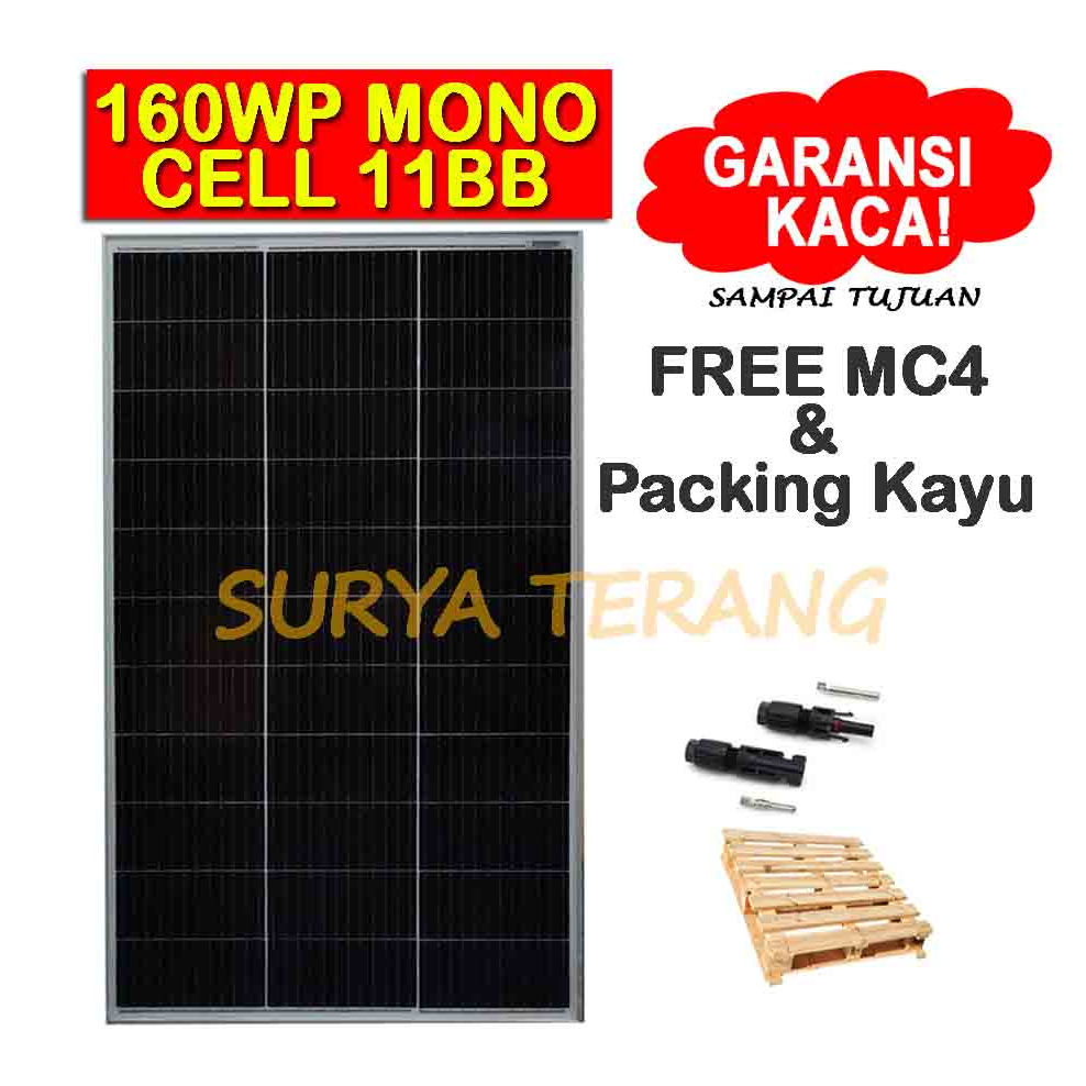 Jual Solar Panel Surya Solar Cell 160wp Monocrystalline FREE Packing ...