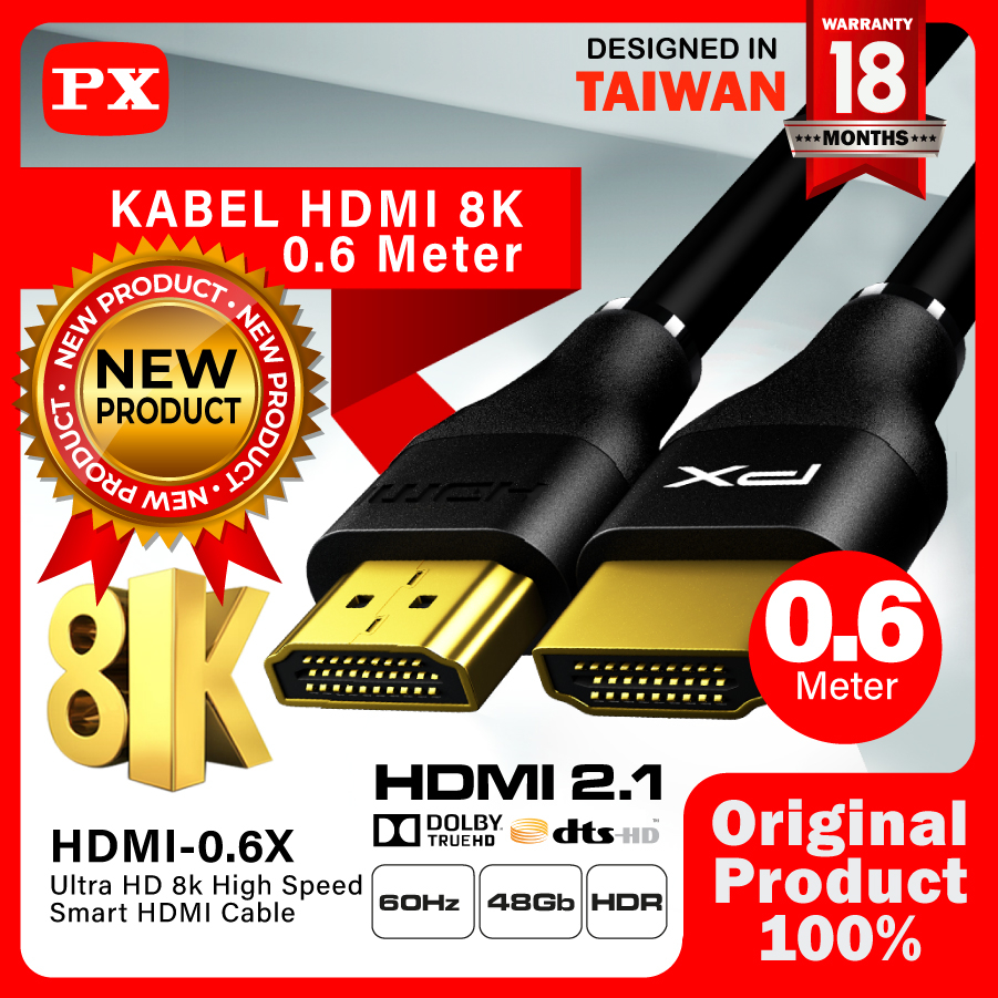 Jual Kabel HDMI 2.1 High Speed UHD 8K HDR HDMI Cable 0.6M PX HDMI-0.6X ...