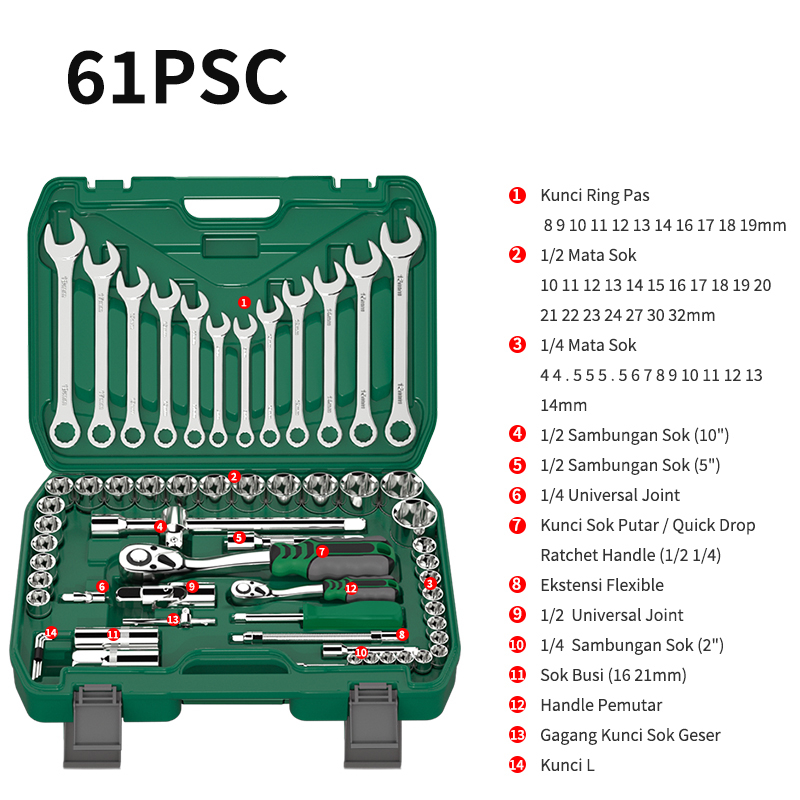 Jual Isku Tool Kit Set Pcs Kunci Shock Set Gigi Kunci Ring Pas Set Motor Alat Perbaikan