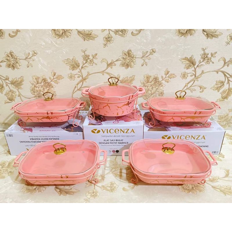 Jual Set Basi Wadah Saji Prasmanan Vicenza Marbel Pink Keramik Sultan Shopee Indonesia