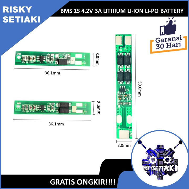 Circuito Di Protezione E Ricarica 1s 3a 1 Cella 18650 Pcm Bms 3.7