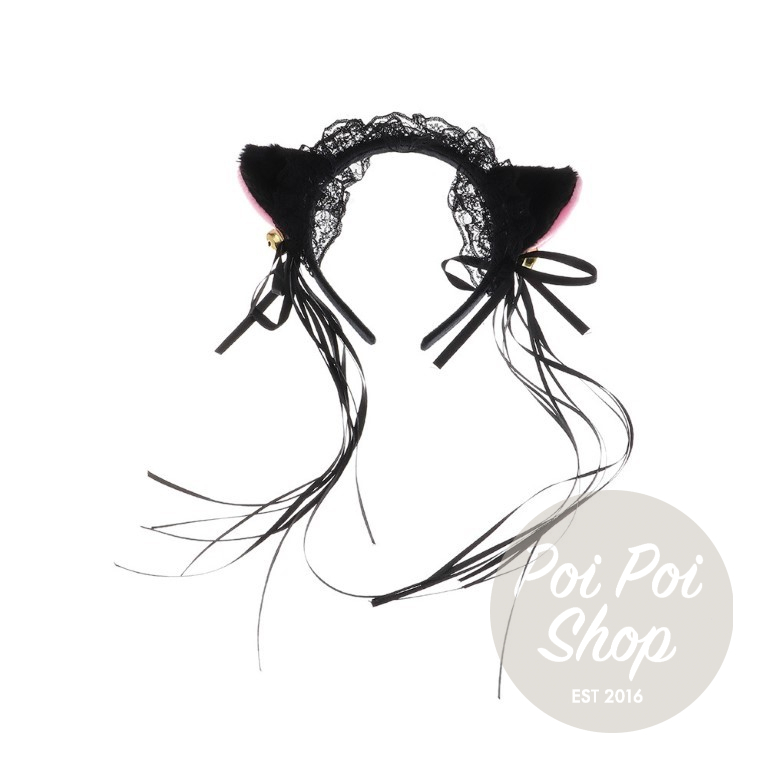 Jual Bando Telinga Kucing Cat Ear Nekomimi Pita Lonceng Ikat Rambut ...