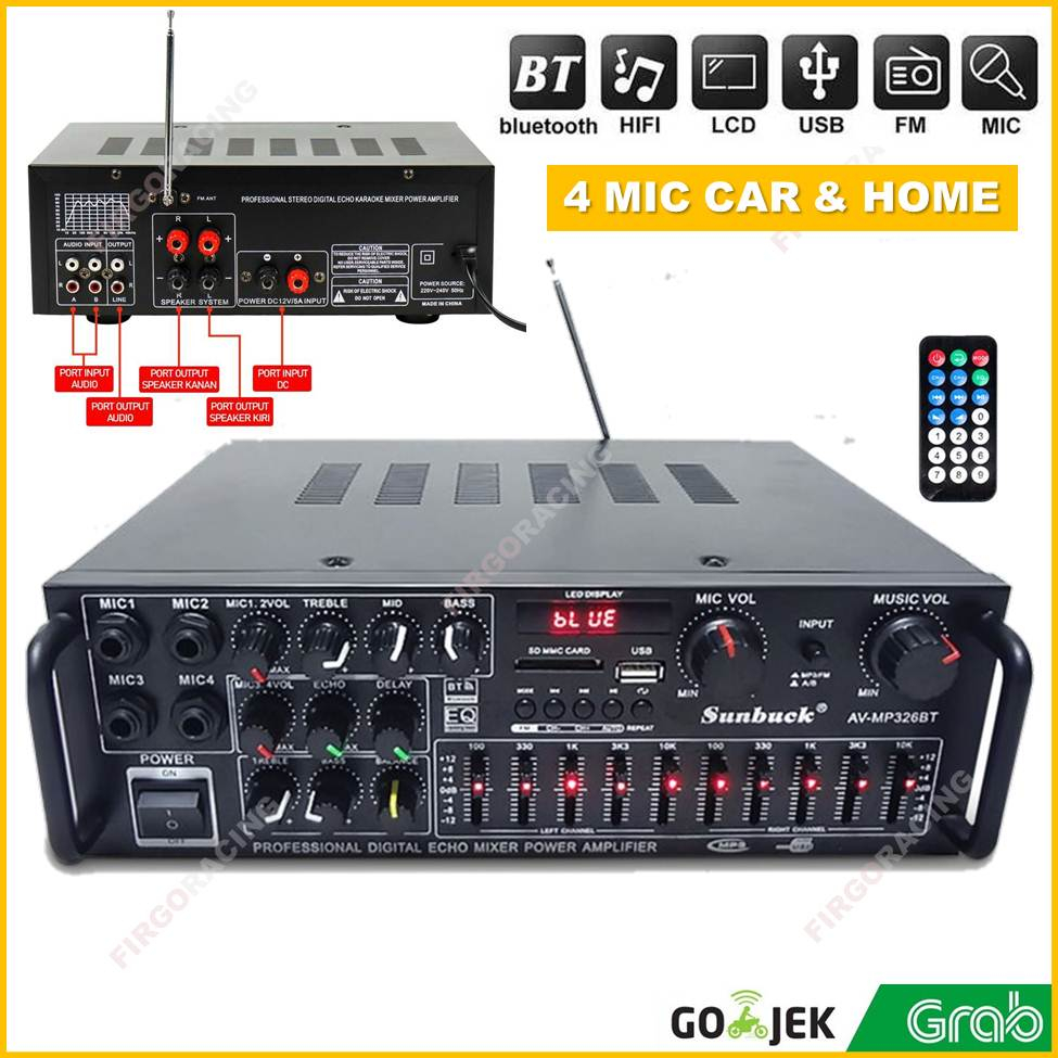 Jual Sunbuck Power Amplifier Karaoke Bluetooth EQ FM 2000W AVMP326BT