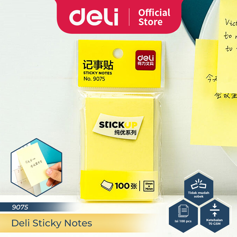 Jual Deli Sticky Notes / Memo Tempel / Kertas Penanda 7.6 cm x 5.1 cm ...