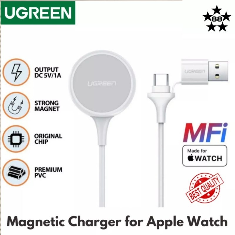Jual Ugreen MFi Kabel Charger 2 in 1 iWatch Magnetic Apple Watch 1M ...