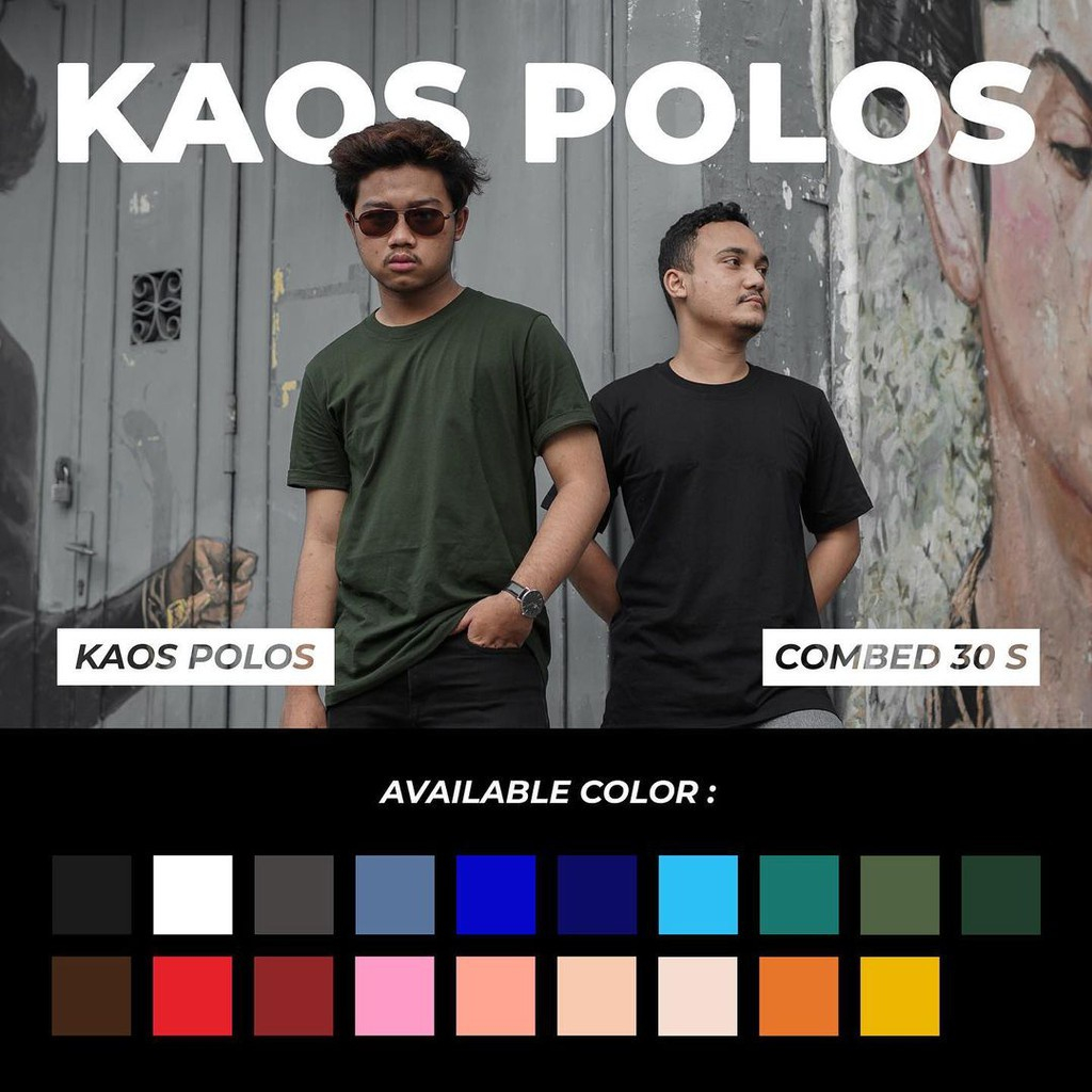 Jual KAOS POLOS 19 WARNA SIZE LENGKAP COTTON COMBED 30S | Shopee Indonesia