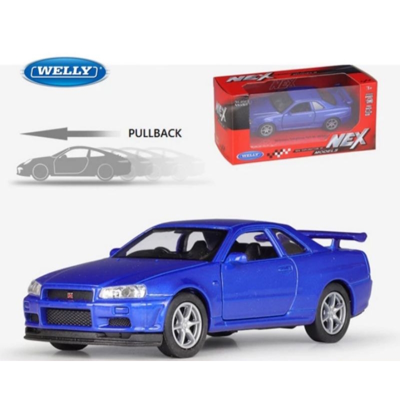 Jual Welly Nex 1:43 NISSAN SKYLINE GT-R R34 blue | Shopee Indonesia