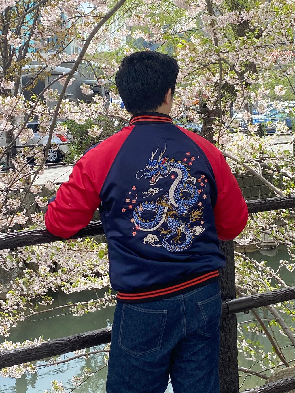 Jual Tusky Ryu Sukajan Jacket Jaket Pria Jepang Dragon Naga Navy Red ...