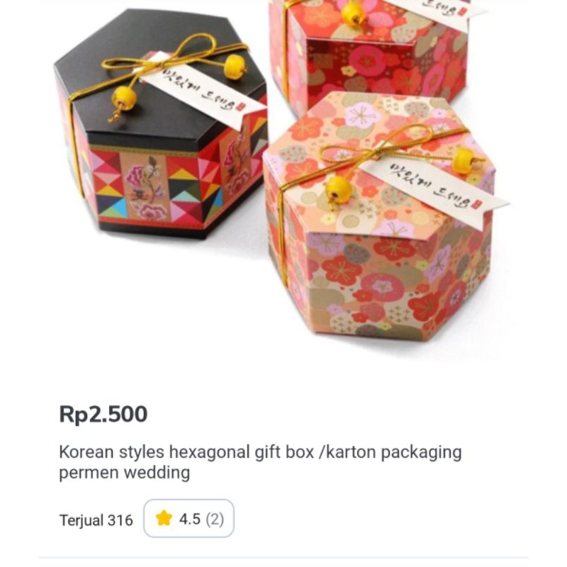 Jual KOREAN HEXAGONAL GIFT BOX/ KOTAK KADO KARTON PERMEN WEDDING ...
