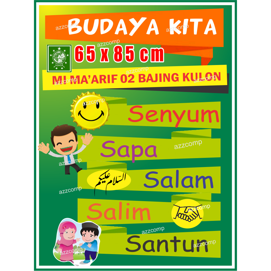 Jual Poster Pendidikan Budaya 5 S (Senyum, Sapa, Salam, Salim, Santun