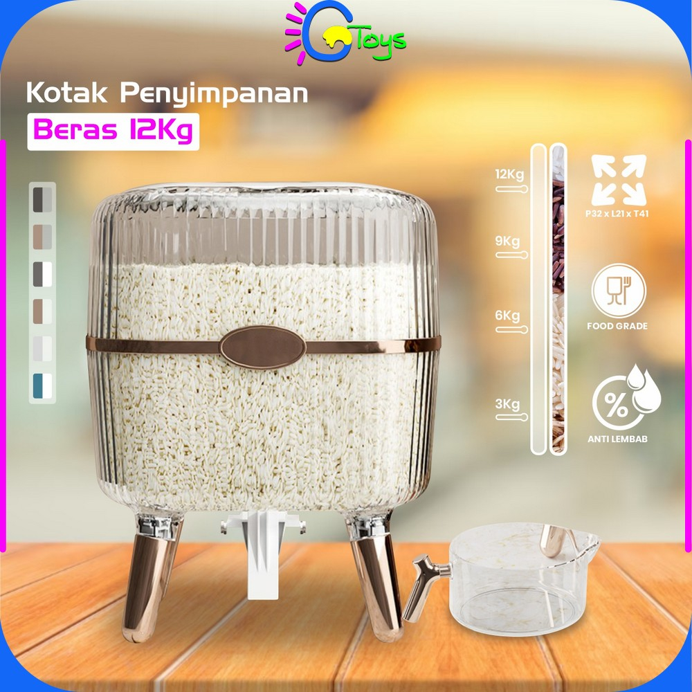 Jual CR-C841 Dispenser Beras 12KG Tempat Beras Estetik / Kotak ...