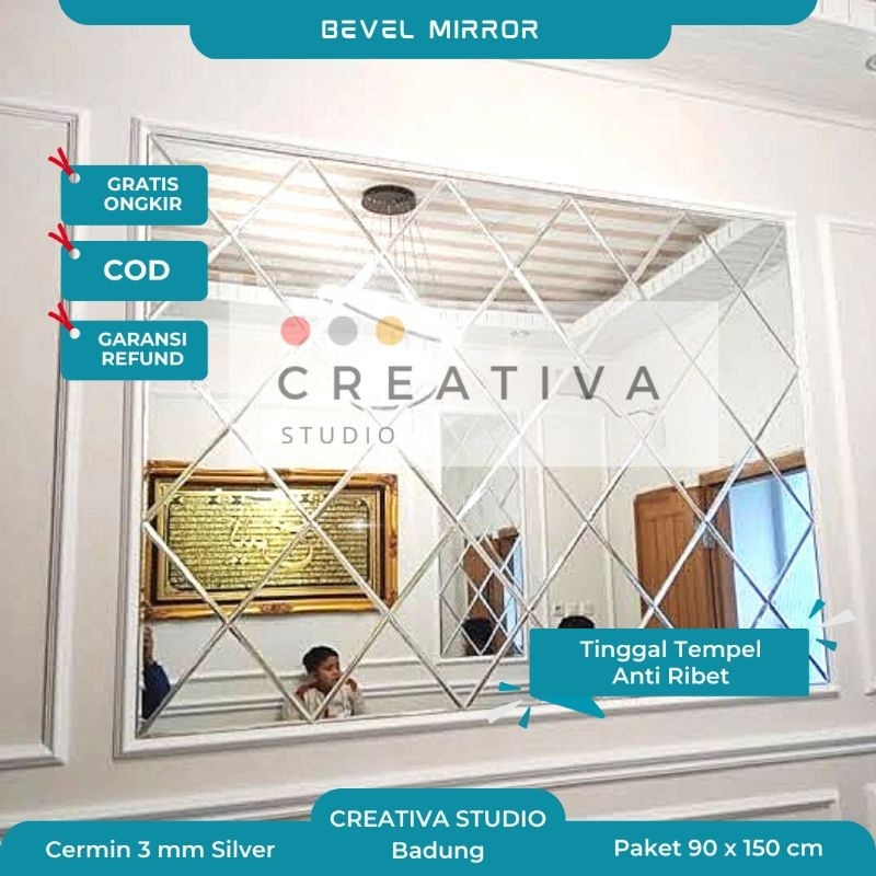 Jual Creativa 150x90 Dekorasi Dinding Estetik Kaca Cermin Bevel