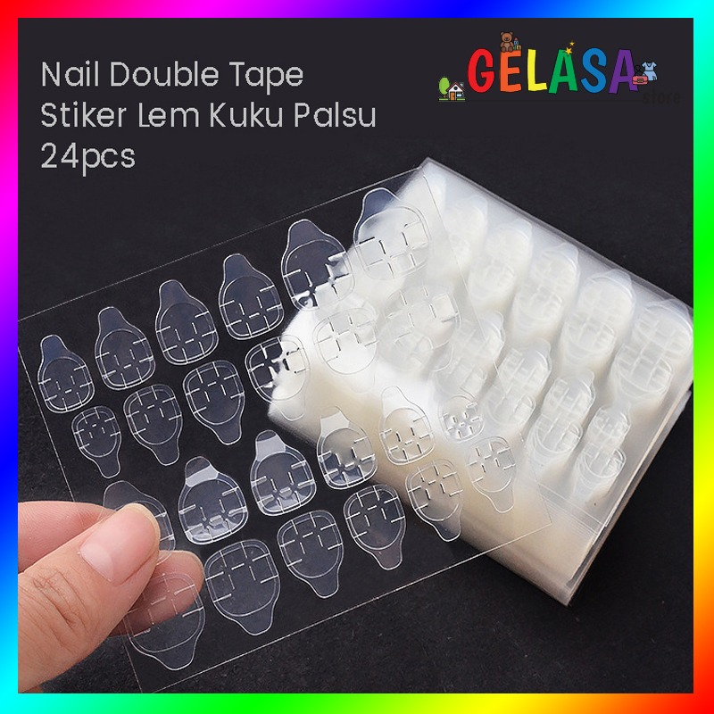 Jual Gelasa Stiker Lem Kuku Palsu Isi 24pcs Nail Double Tape Shopee Indonesia 9639