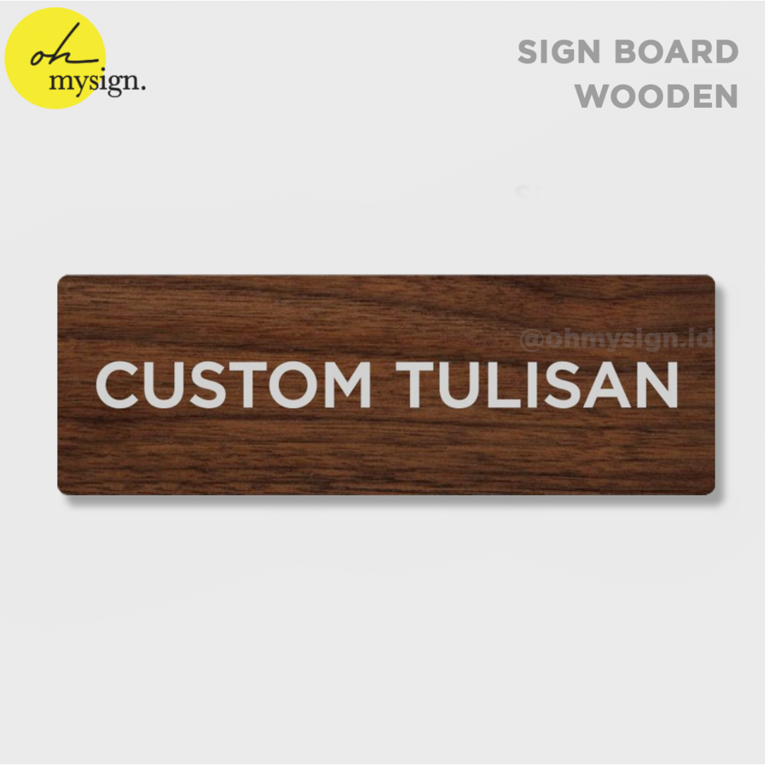 Jual Custom Tulisan Sign Board Kayu Kustom Print UV Papan Tempel Wooden