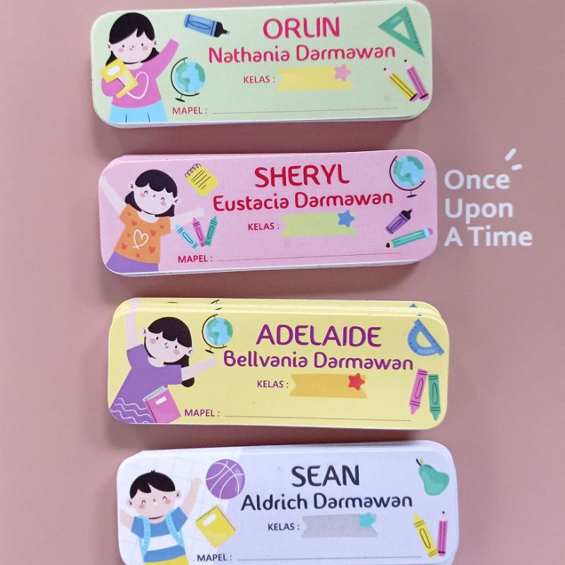 Jual PO label sticker nama utk buku pelajaran tema : LOVE STUDY (isi 50 ...