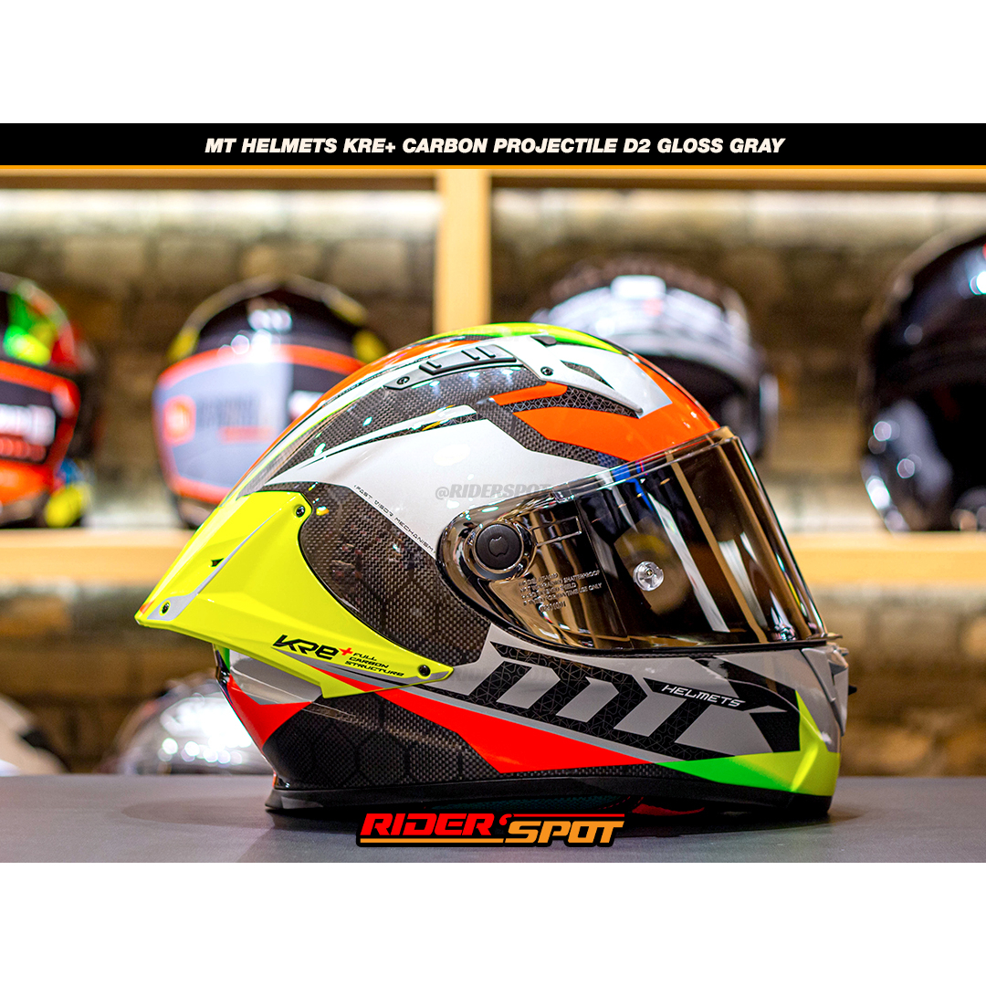 Jual Helm Motor MT HELMETS KRE+ Carbon Projectile D2 Gloss Gray New ...