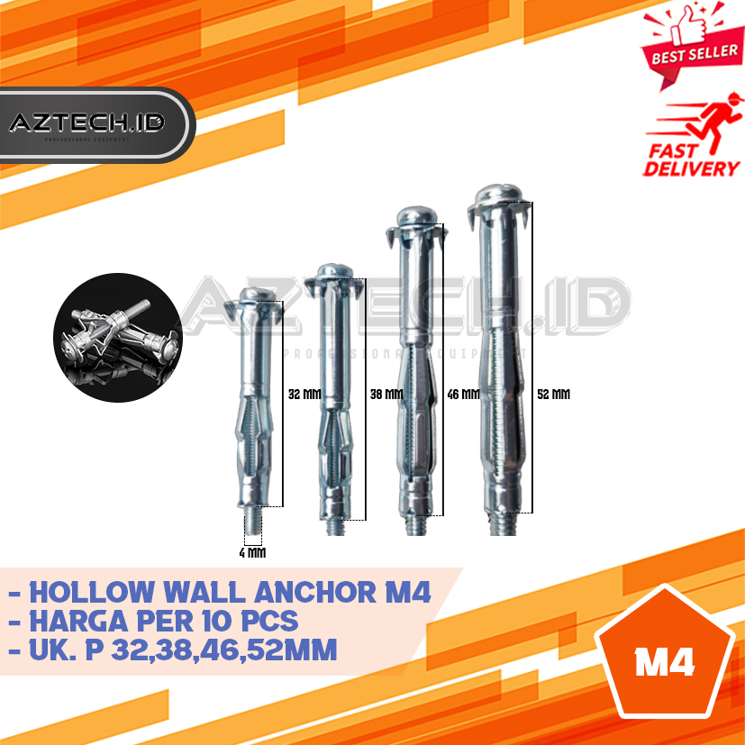 Jual Hollow anchor M4 gypsum wall isi 10pcs Shopee Indonesia
