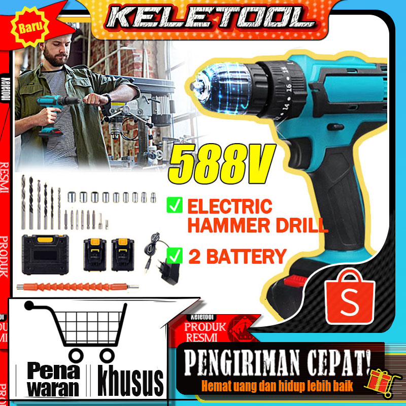 Jual mesin bor baterai mesin bor listrik cordless hammer impact drill