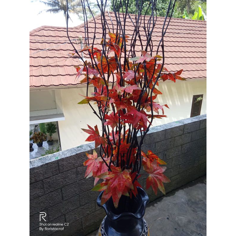 Jual HIASAN BUNGA BAMBU ULIR DAUN MAPLE HIJAU | Shopee Indonesia