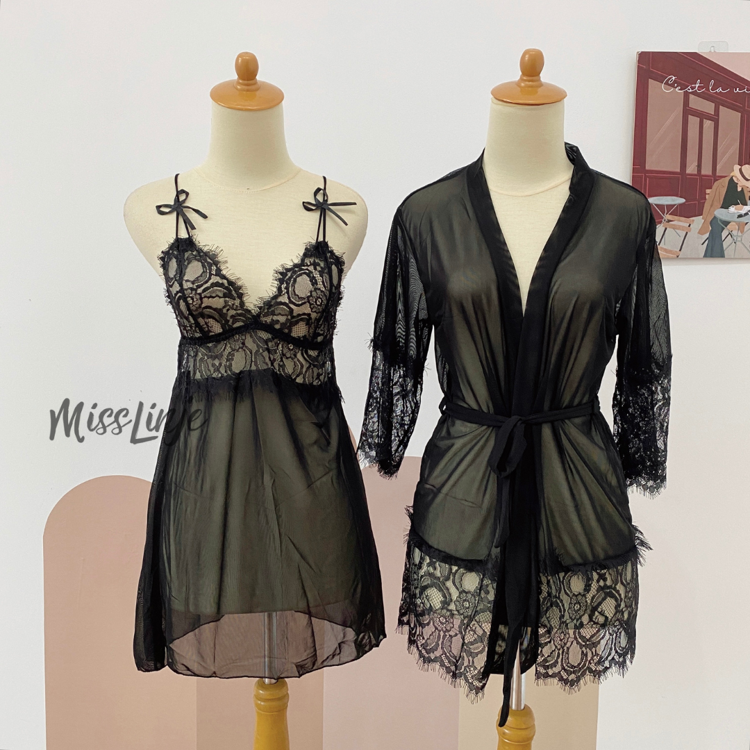 Jual Setelan Baju Dinas Istri Lingerie Outer Kimono Dress Sexy Renda Premium Shopee Indonesia 6525